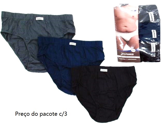 Cueca Nawes Adulto Extra Grande  Algodão (c/3)
