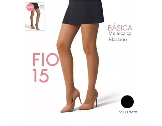 Meia-calça Selene Adulto Elastano Fio 15 - Preto 550