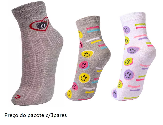 Meia Centopé Adulto  Algodão Básica (c/3)