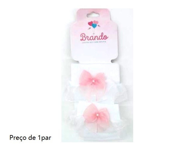 Meia Brando Bebe Poliamida Tule Laço