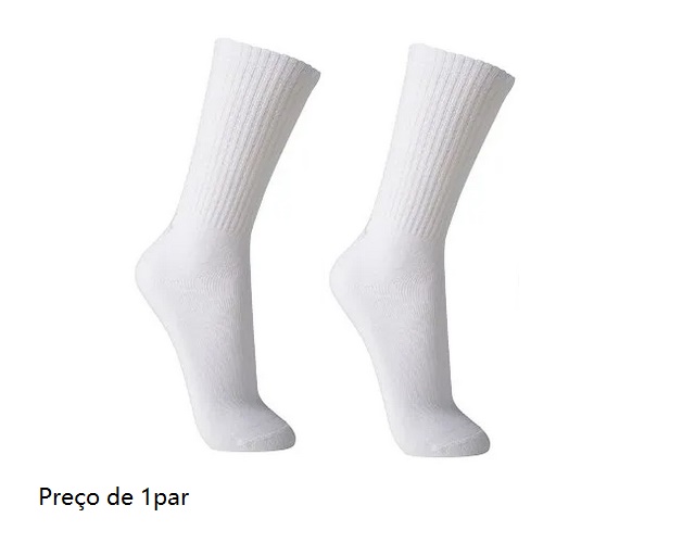 Meia Byfiapo Adulto  Algodão Cano Alto Canelada