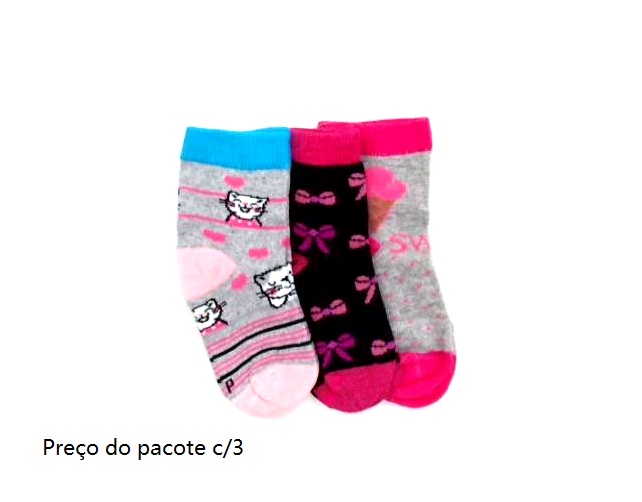 Meia Byfiapo Infantil Algodão Soquete (c/3)