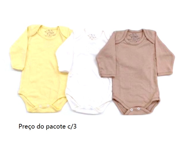 Body Timufy Bebe Neutro Manga Longa Suedine Liso (c/3)