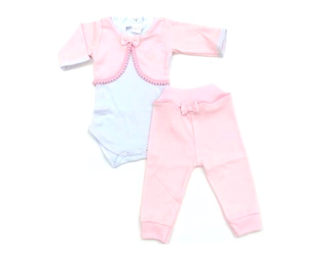 Conjunto Radani Bebe Feminina Manga Longa Suedine Mijão Body