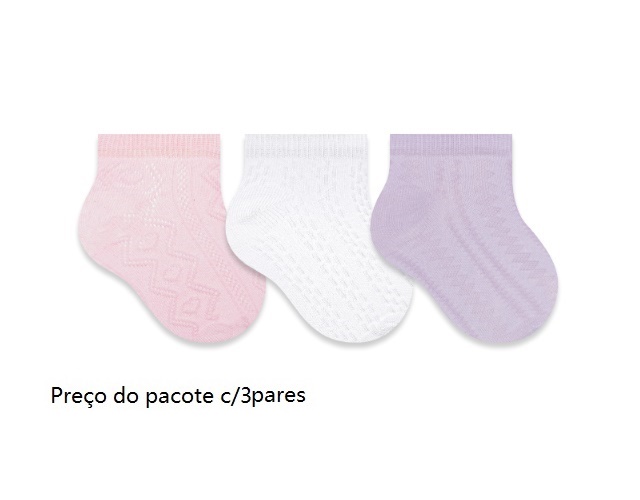 Meia Selene Bebe Algodão Sortida (c/3)