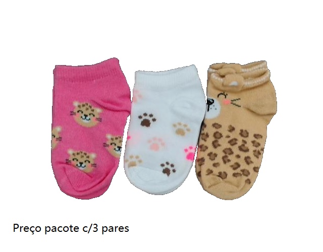 Meia Selene Bebe Algodão Sortida (c/3)