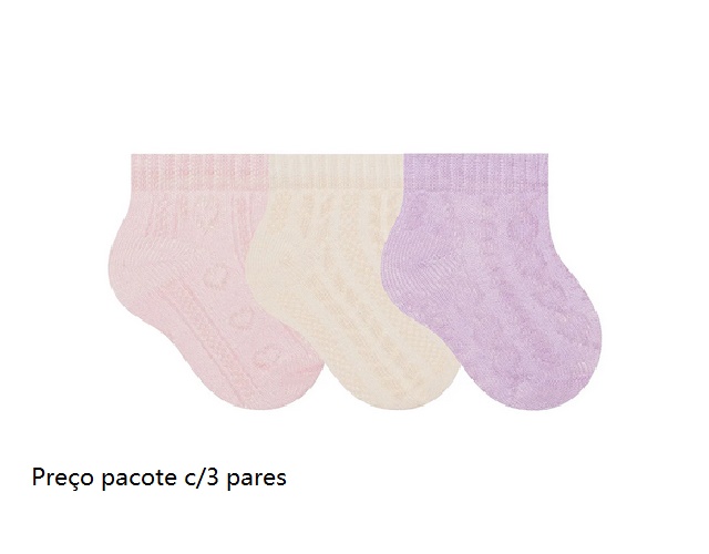 Meia Selene Bebe Algodão Recém-nascido (c/3)