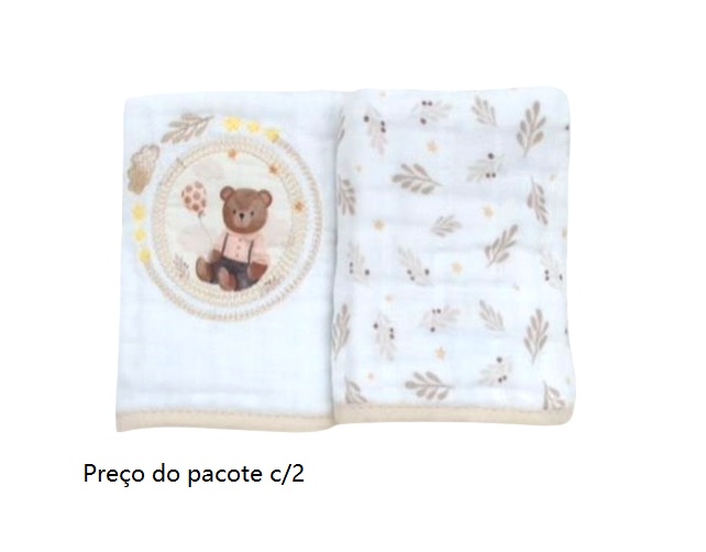 Toalha-boca Minasrey Bebe Algodão Prendedor 40x20 C/2