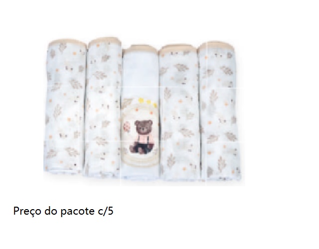 Fralda Minasrey Bebe Algodão C/bainha 70x68cm (c/5)