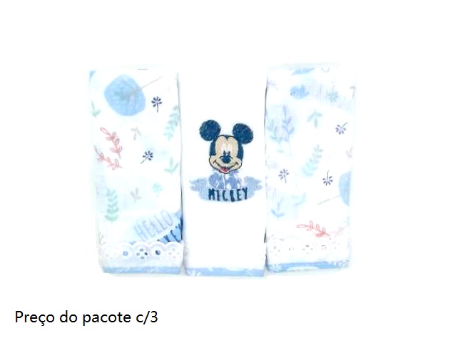 Toalha-boca Minasrey Bebe Fralda Disney (c/3)