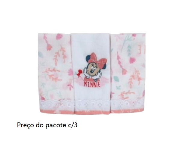 Toalha-boca Minasrey Bebe Fralda Disney (c/3)