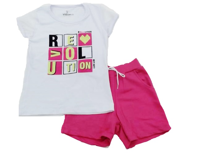 Conjunto Viston Juv Fem M/c Cotton Short Moletinho