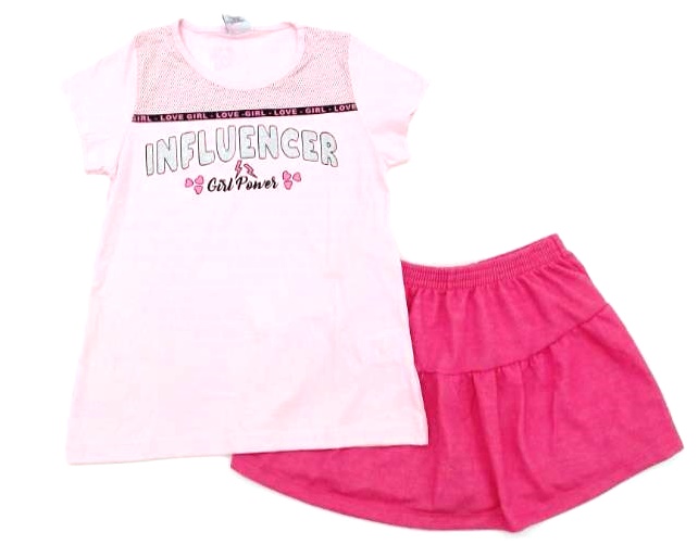 Conjunto Wkids Juv Fem M/c Malha Short-saia