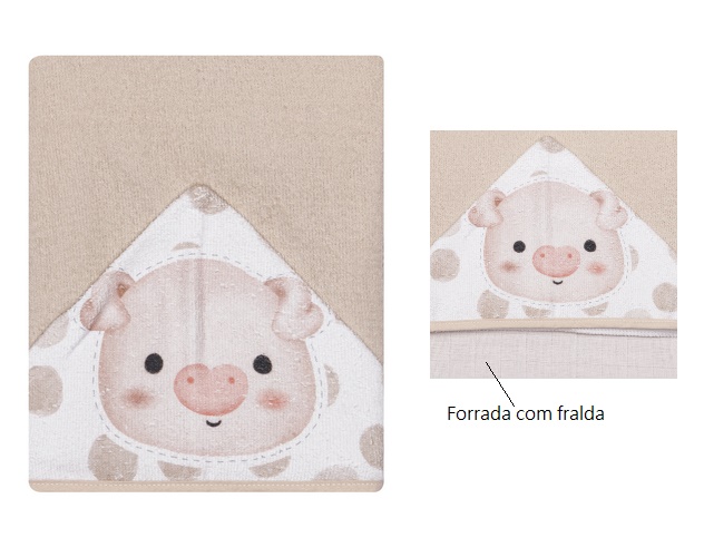 Toalha-banho Papi Bebe Felpuda Capuz (90cmx70cm)