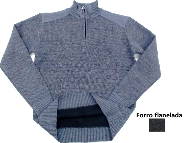 Blusa Kopico Adulto Manga Longa Lã/Acrilico Zíper