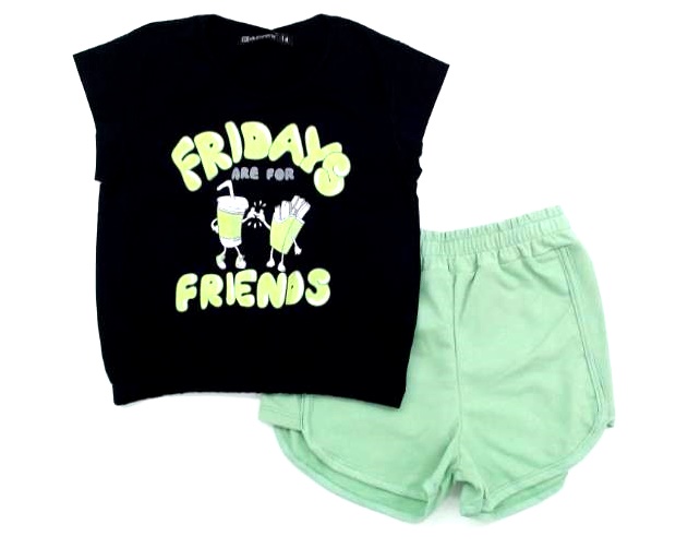 Conjunto Adulteens Juv Fem M/c Malha Cropped Short