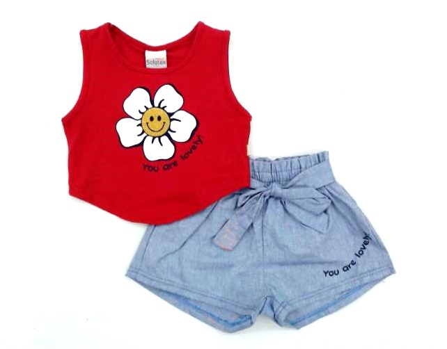 Conjunto Soletex Inf Fem Reg Cotton Cropped Short