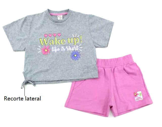 Conjunto Lualkids Inf Fem M/c Malha Cropped Short