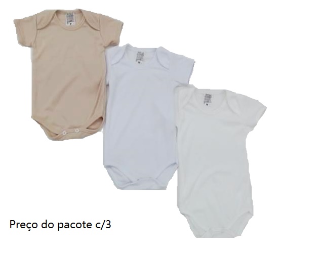 Body Timufy Bebe Neutro M/c Malha Canel Liso (c/3)