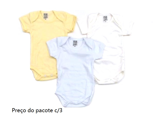 Body Timufy Bebe Neutro Manga Curta Malha Canelada Liso (c/3)