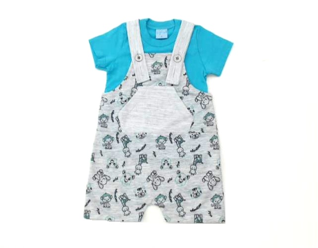 Jardineira Wilbertexkids Bebe Masc M/c Moletinho 2