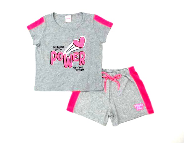 Conjunto Wilbertexkids Inf Fem M/c Malha Short