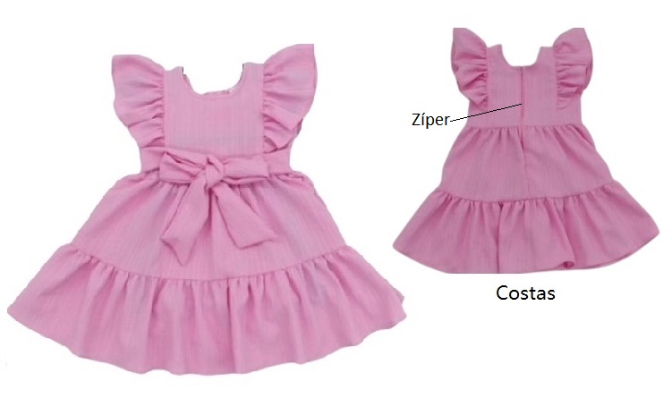 Vestido Nilvitex Primeiros Passos Manga Curta Poliéster Trabalhado