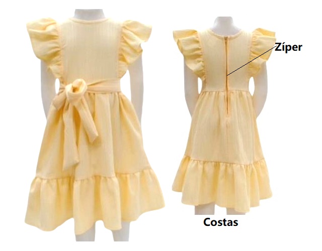 Vestido Nilvitex Infantil Manga Curta Poliéster Trabalhado