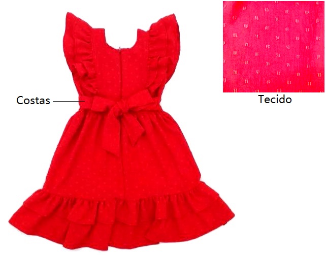 Vestido Nilvitex Inf M/c Poli Trabalhado