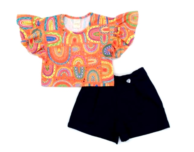 Conjunto Molekada P.passos Fem M/c Poli Cropped