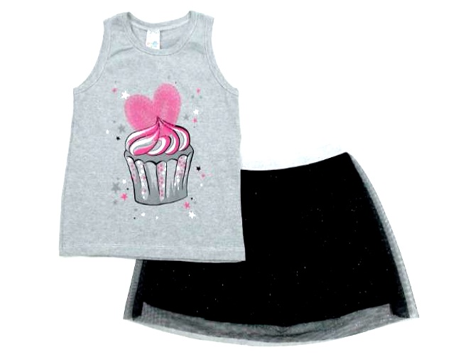 Conjunto Shumakids Inf Fem Reg Cotton Saia