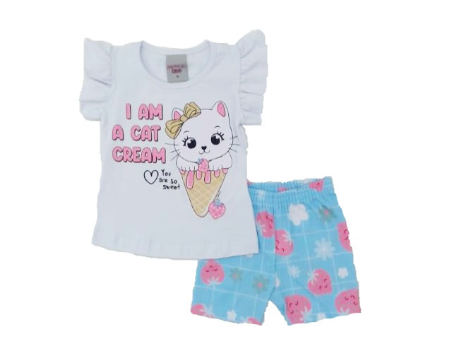 Conjunto Pk Bebe Fem M/c Cotton Bermuda