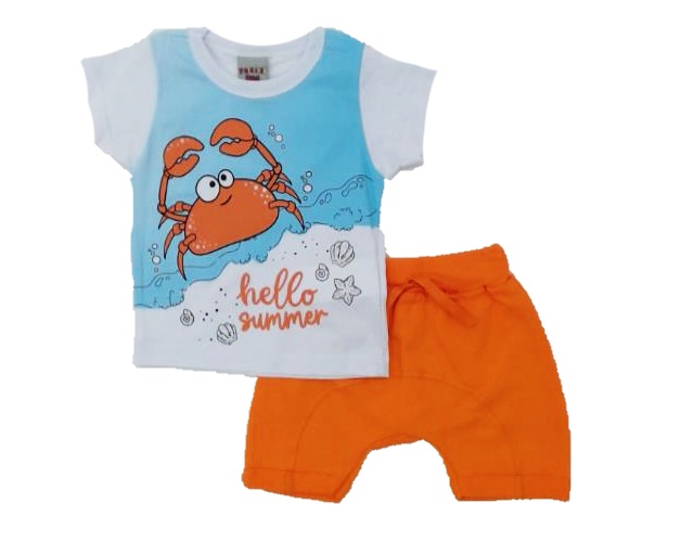 Conjunto Pk Bebe Masc M/c Malha Bermuda Moletinho