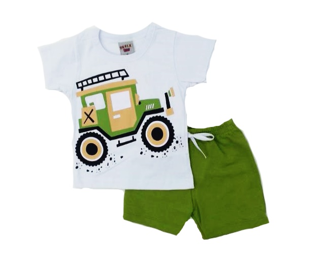 Conjunto Pk Bebe Masc M/c Malha Bermuda Moletinho