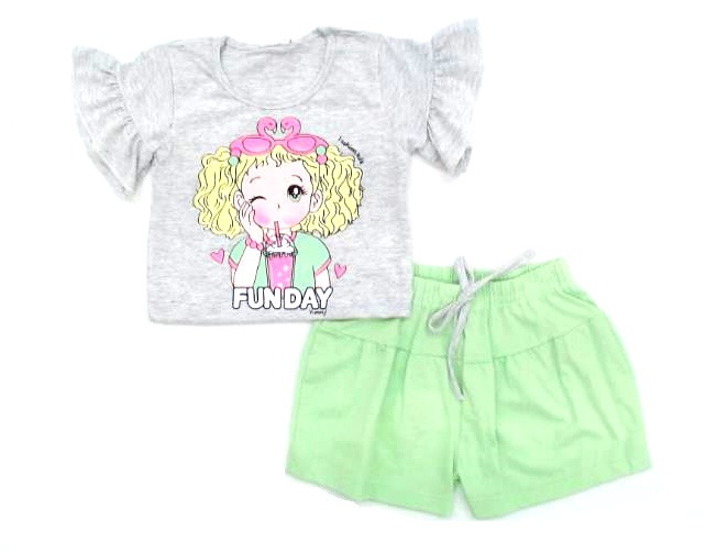 Conjunto Fashionkids P.passos Fem M/c Malha Short