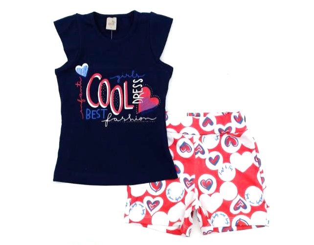 Conjunto Popin Infantil Feminina Manga japonesa Cotton Short