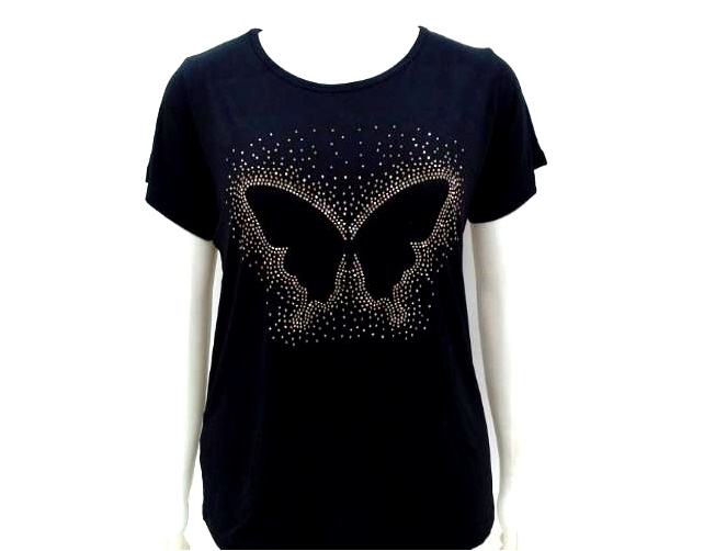 Blusa Ita Adulto Extra Grande Manga Curta Viscolycra Aplique