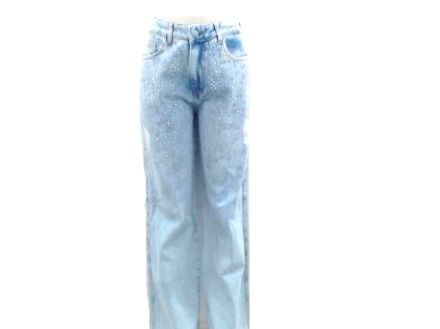 Calça Mirante Ad Fem Jeans Strass Wide Leg