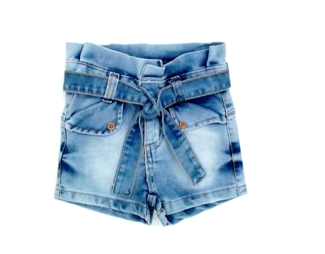 Short Gilas Inf Fem Jeans Lycra Cinto