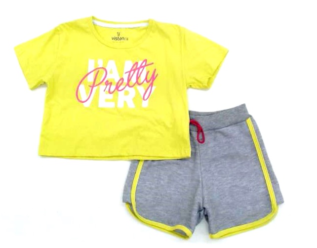 Conjunto Viston Juv Fem M/c Malha Cropped Short