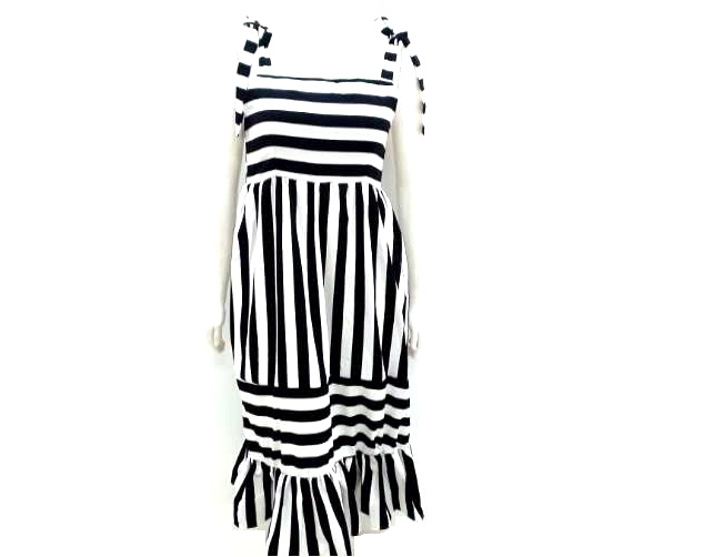 Vestido Lulian Adulto Extra Grande Alça Poliéster Listrada Longo