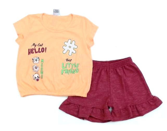 Conjunto Wkids Inf Fem M/c Malha Cropped Short