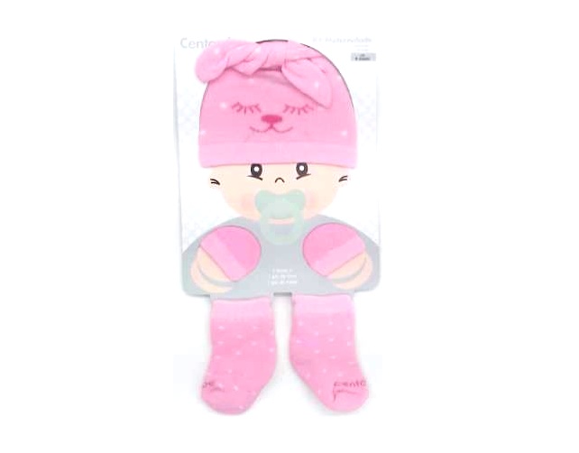 Kit-bebe Centopé Bebe Algodão (meia+luva+touca) 3pçs