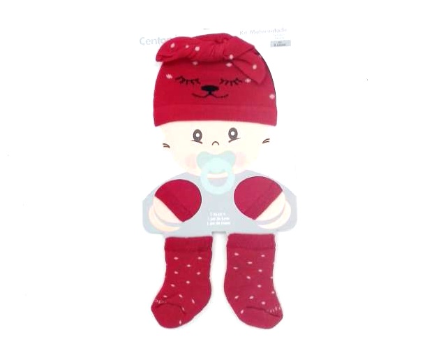 Kit-bebe Centopé Bebe Algodão (meia+luva+touca) 3pçs