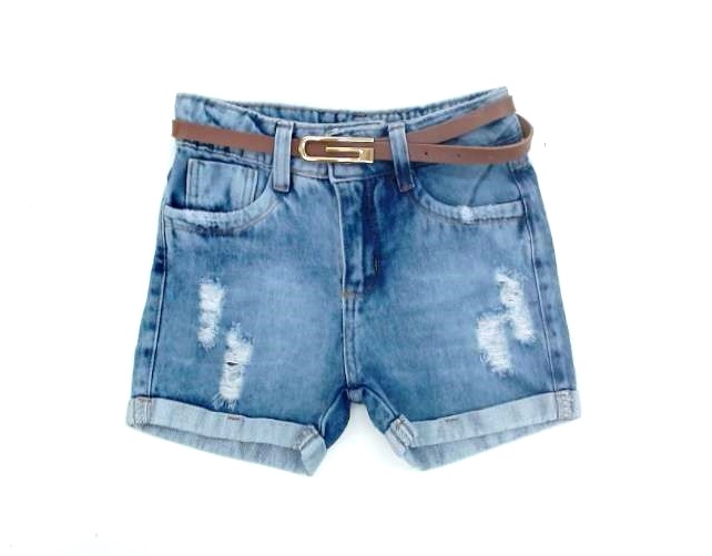 Short Gilas Inf Fem Jeans Cinto