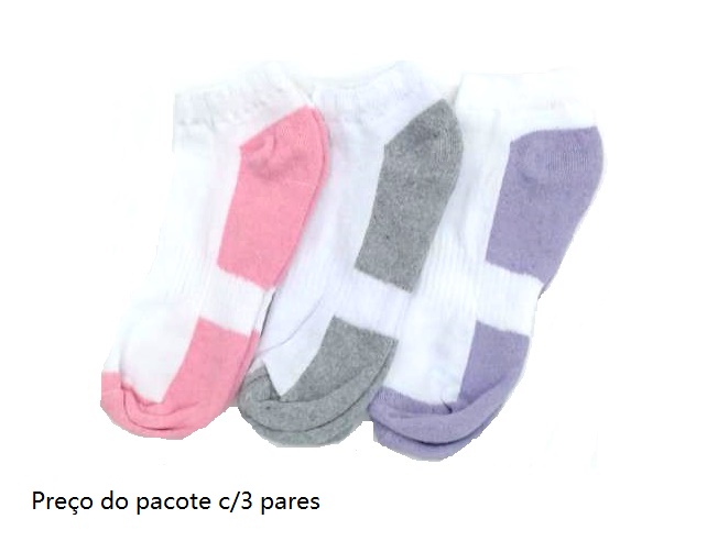 Meia Legnit Adulto Feminina Algodão Cano Invisível (c/3)