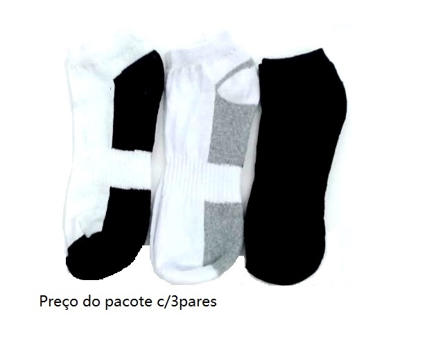 Meia Legnit Adulto  Algodão Cano Invisível (c/3)