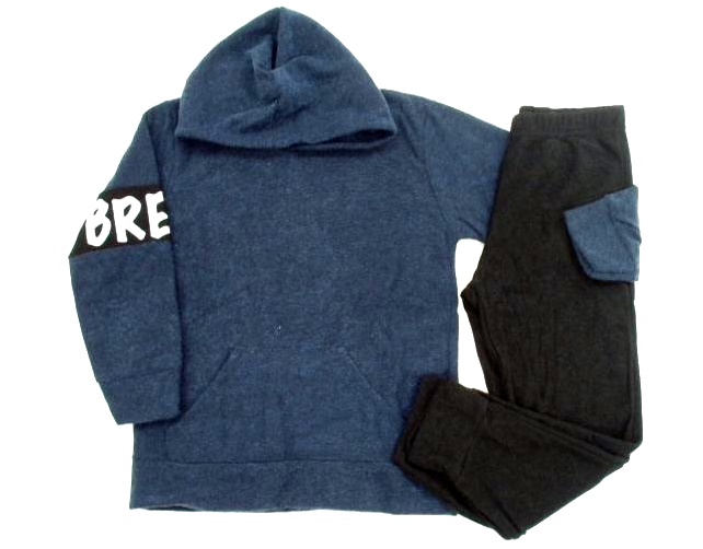Conjunto Trin Infantil Bouclé Rajado Capuz