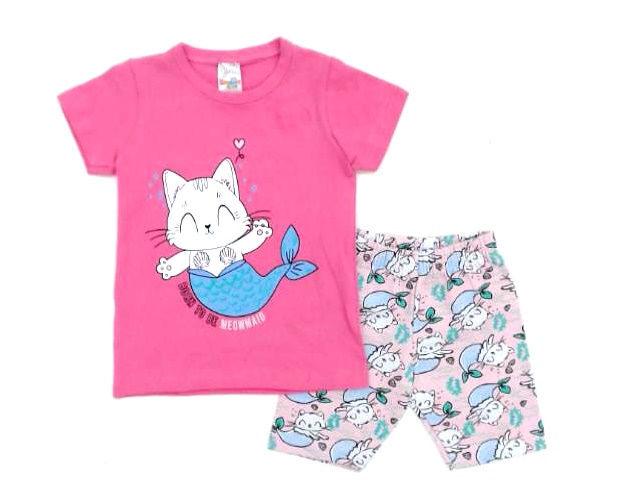 Conjunto Shumakids P.passos Fem M/c Cotton Bermuda