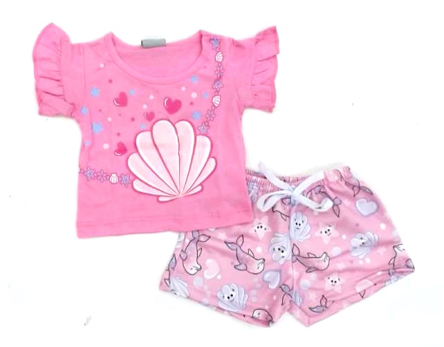 Conjunto Pimentinha Bebe Fem M/c Malha Cropped Sho